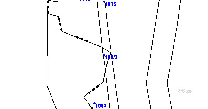Parcela st. 169/3 v KÚ Simtany, Katastrální mapa