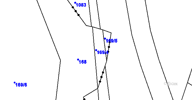 Parcela st. 169/4 v KÚ Simtany, Katastrální mapa