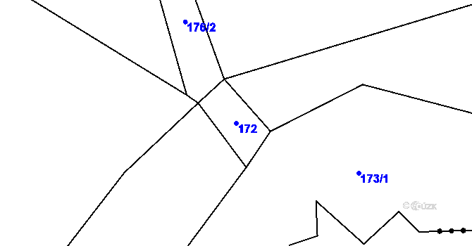 Parcela st. 172 v KÚ Simtany, Katastrální mapa