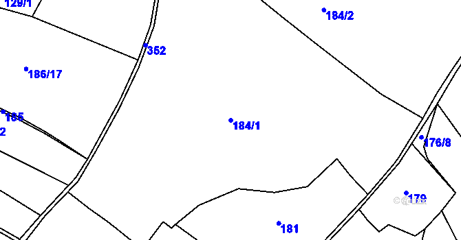 Parcela st. 184/1 v KÚ Simtany, Katastrální mapa