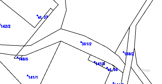 Parcela st. 351/2 v KÚ Simtany, Katastrální mapa