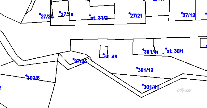 Parcela st. 49 v KÚ Simtany, Katastrální mapa