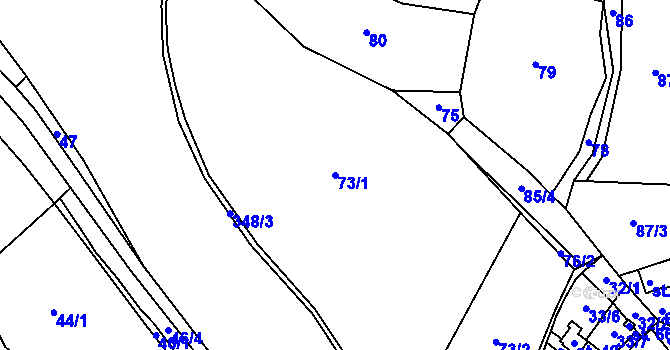 Parcela st. 73/1 v KÚ Simtany, Katastrální mapa