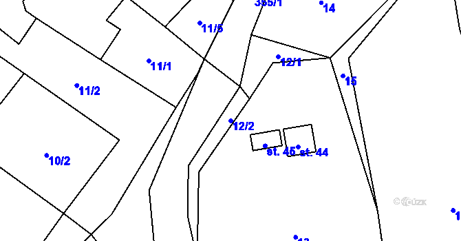 Parcela st. 12/2 v KÚ Simtany, Katastrální mapa