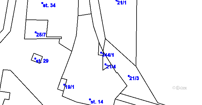 Parcela st. 344/1 v KÚ Simtany, Katastrální mapa