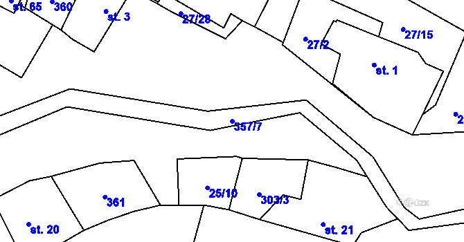 Parcela st. 357/7 v KÚ Simtany, Katastrální mapa