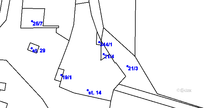 Parcela st. 21/4 v KÚ Simtany, Katastrální mapa