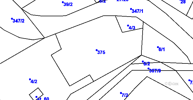 Parcela st. 375 v KÚ Simtany, Katastrální mapa