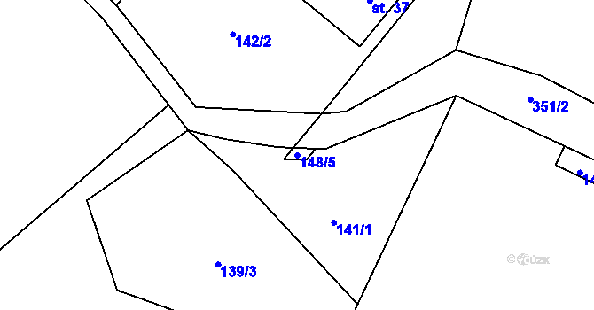 Parcela st. 148/5 v KÚ Simtany, Katastrální mapa