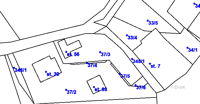 Parcela st. 37/3 v KÚ Simtany, Katastrální mapa