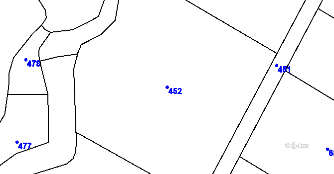 Parcela st. 452 v KÚ Simtany, Katastrální mapa