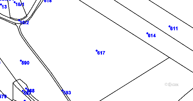 Parcela st. 617 v KÚ Simtany, Katastrální mapa