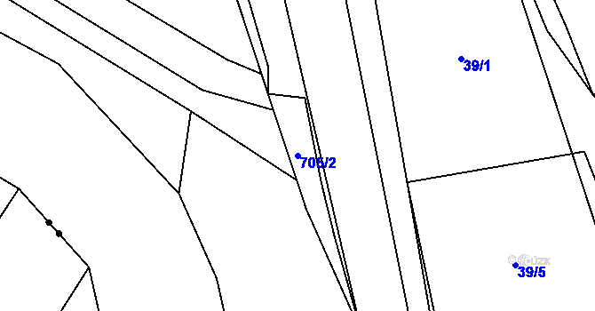Parcela st. 705/2 v KÚ Simtany, Katastrální mapa