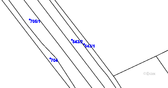 Parcela st. 543/1 v KÚ Simtany, Katastrální mapa