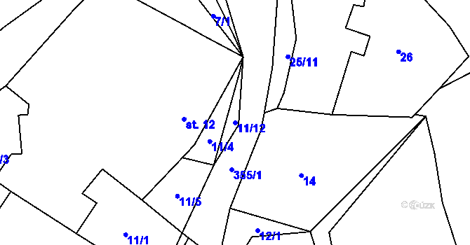 Parcela st. 11/12 v KÚ Simtany, Katastrální mapa