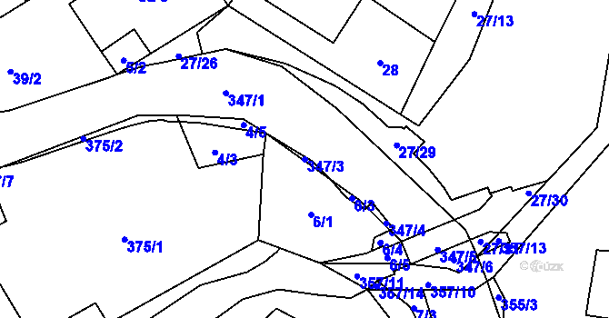 Parcela st. 347/3 v KÚ Simtany, Katastrální mapa