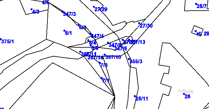 Parcela st. 357/10 v KÚ Simtany, Katastrální mapa