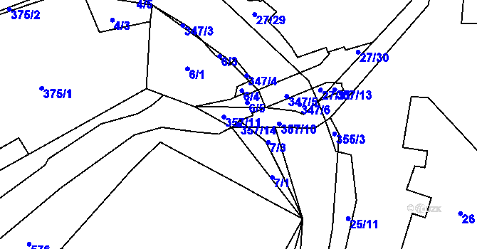 Parcela st. 357/14 v KÚ Simtany, Katastrální mapa