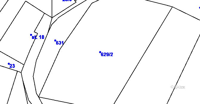 Parcela st. 629/2 v KÚ Simtany, Katastrální mapa