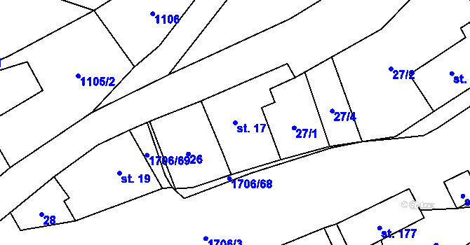 Parcela st. 17 v KÚ Horní Hynčina, Katastrální mapa