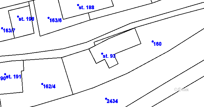 Parcela st. 93 v KÚ Horní Hynčina, Katastrální mapa