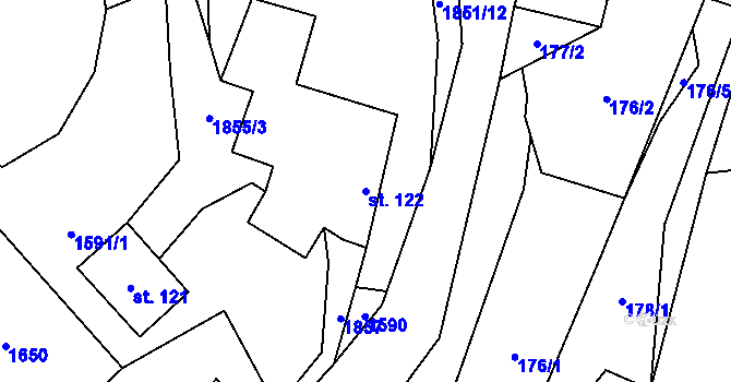 Parcela st. 122 v KÚ Horní Hynčina, Katastrální mapa