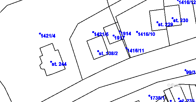 Parcela st. 138/2 v KÚ Horní Hynčina, Katastrální mapa