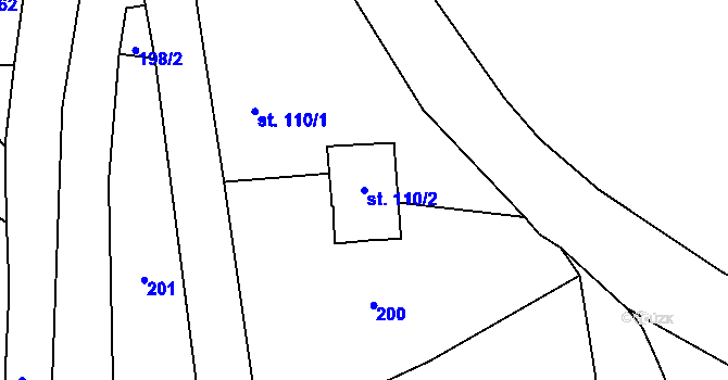 Parcela st. 110/2 v KÚ Horní Hynčina, Katastrální mapa