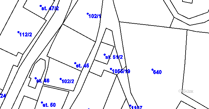 Parcela st. 51/2 v KÚ Pohledy, Katastrální mapa