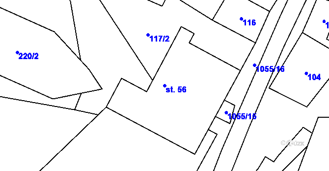 Parcela st. 56 v KÚ Pohledy, Katastrální mapa