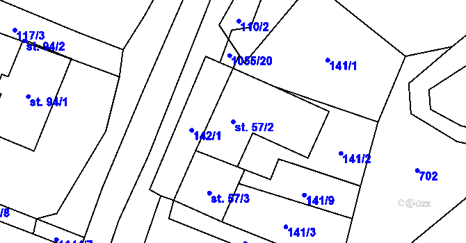 Parcela st. 57/2 v KÚ Pohledy, Katastrální mapa