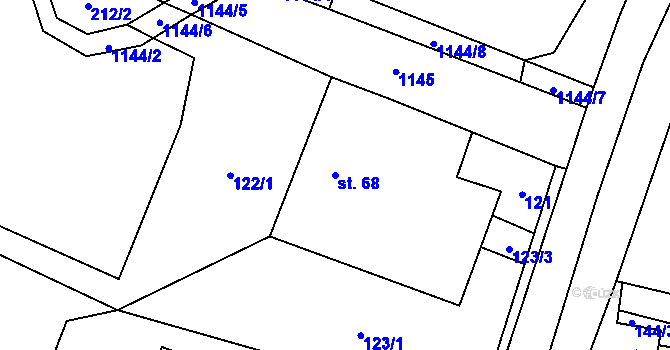 Parcela st. 68 v KÚ Pohledy, Katastrální mapa