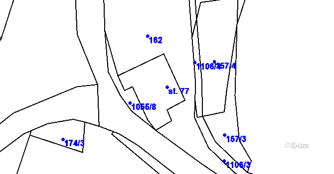 Parcela st. 77 v KÚ Pohledy, Katastrální mapa