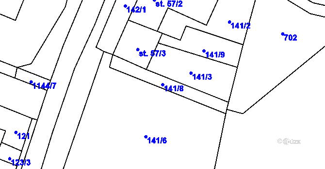 Parcela st. 141/8 v KÚ Pohledy, Katastrální mapa