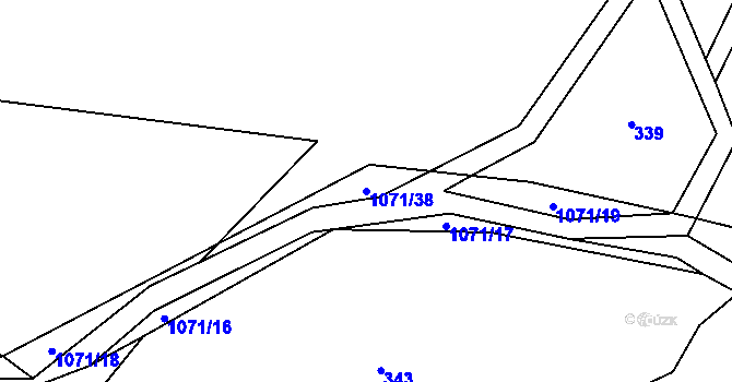Parcela st. 1071/38 v KÚ Pohledy, Katastrální mapa