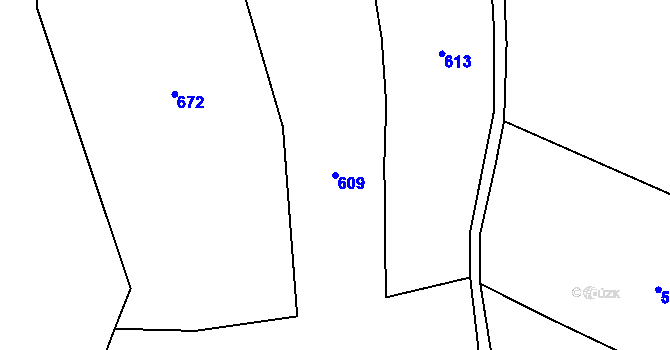 Parcela st. 609 v KÚ Horní Hrachovice, Katastrální mapa