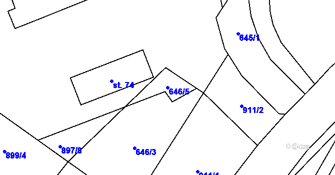 Parcela st. 646/5 v KÚ Horní Hrachovice, Katastrální mapa