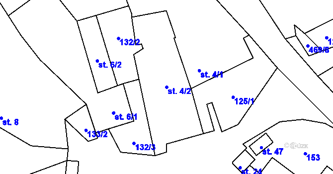 Parcela st. 4/2 v KÚ Pohnánec, Katastrální mapa