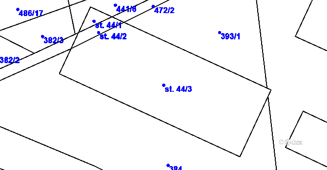 Parcela st. 44/3 v KÚ Pohnánec, Katastrální mapa