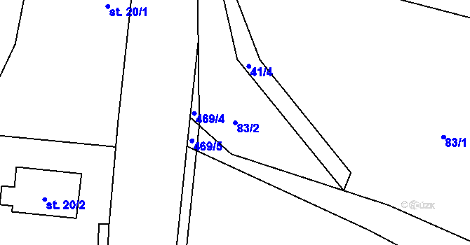 Parcela st. 83/2 v KÚ Pohnánec, Katastrální mapa