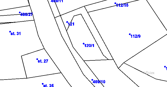 Parcela st. 120/1 v KÚ Pohnánec, Katastrální mapa