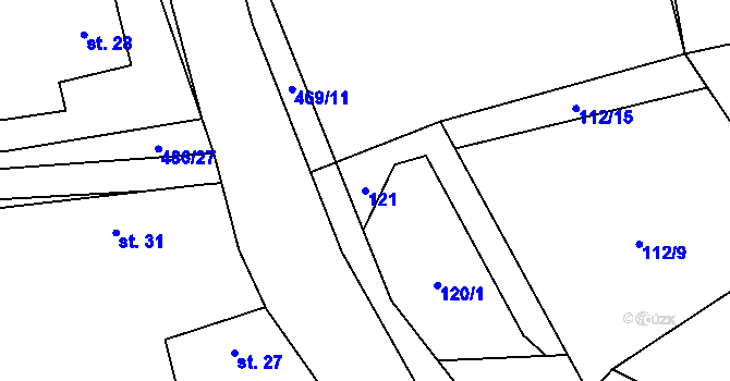 Parcela st. 121 v KÚ Pohnánec, Katastrální mapa