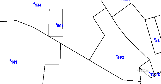 Parcela st. 133/1 v KÚ Pohnánec, Katastrální mapa