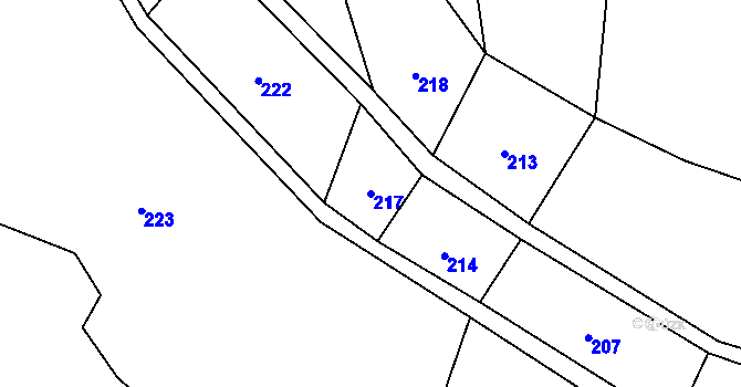 Parcela st. 217 v KÚ Pohnánec, Katastrální mapa