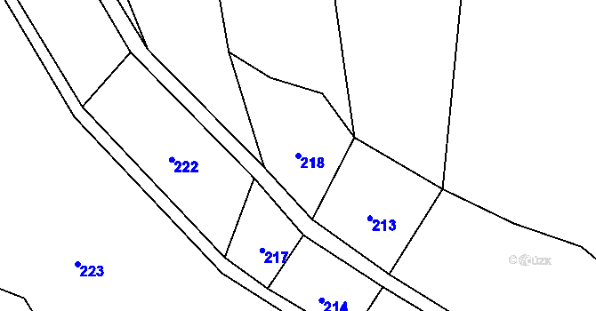 Parcela st. 218 v KÚ Pohnánec, Katastrální mapa