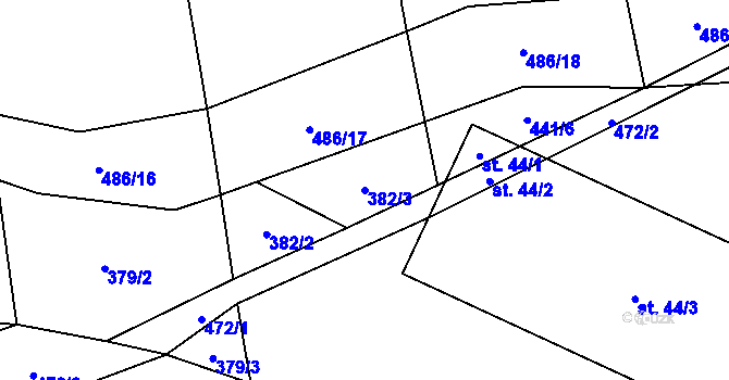 Parcela st. 382/3 v KÚ Pohnánec, Katastrální mapa