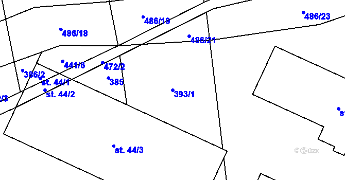 Parcela st. 393/1 v KÚ Pohnánec, Katastrální mapa