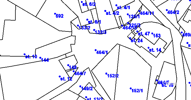 Parcela st. 464/1 v KÚ Pohnánec, Katastrální mapa