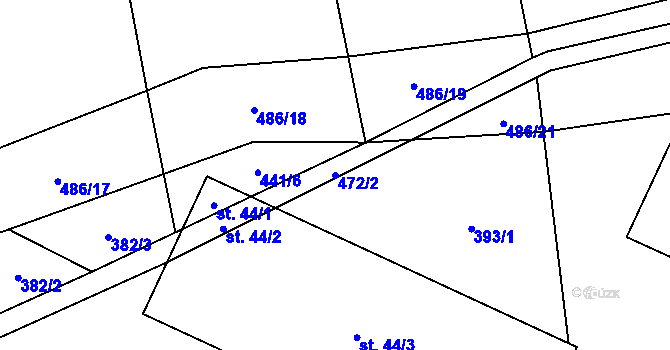 Parcela st. 472/2 v KÚ Pohnánec, Katastrální mapa
