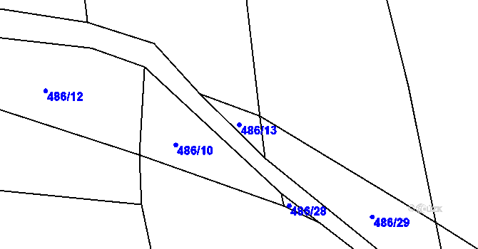 Parcela st. 486/13 v KÚ Pohnánec, Katastrální mapa